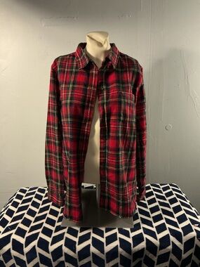 L.L. Bean Red and Black Plaid Flannel Shirt